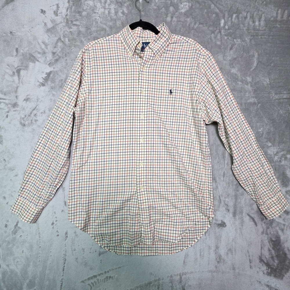 Ralph Lauren Mens Classic Fit Tattersall Check Cotton Button Down Shirt Medium